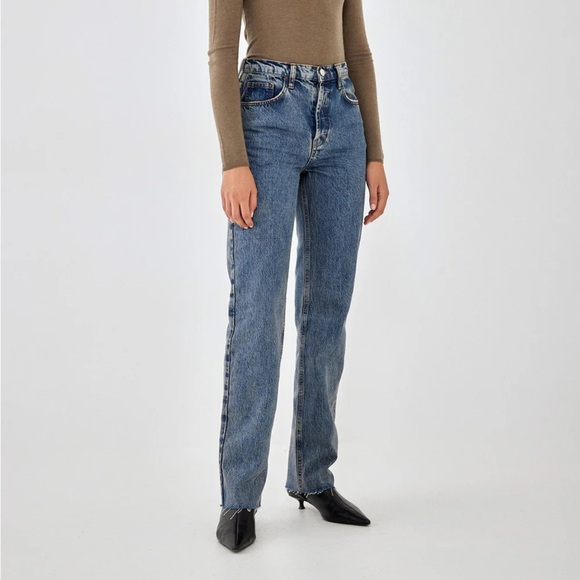 No.6| High Waisted Straight Full Length Denim - Picture 4 of 8